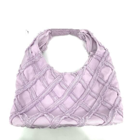 Urban Expressions Lavender Barbuda Cotton Fringe Hobo Bag NWOT - Picture 11 of 13